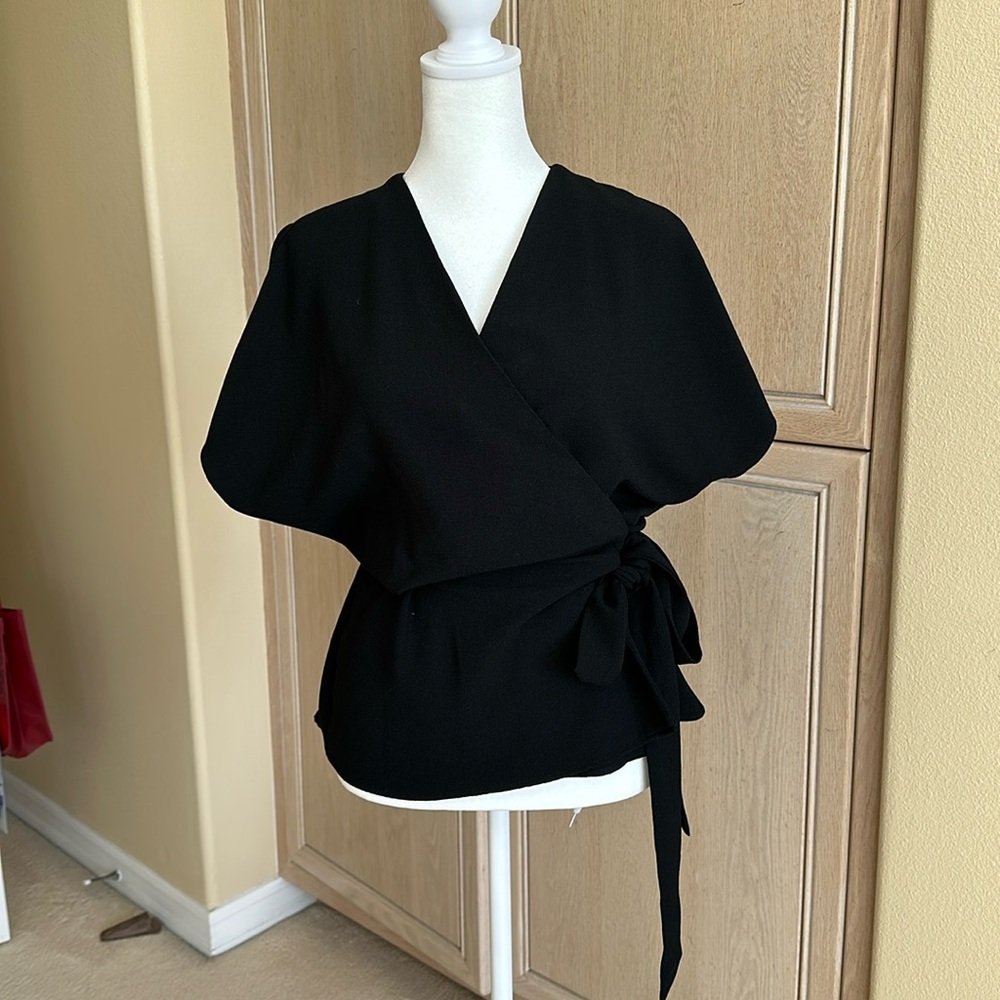 Topshop Black Tie Blouse